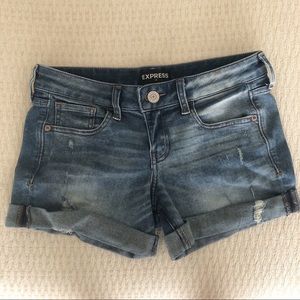 Express Stretch Midi Low Rise Jean Shorts